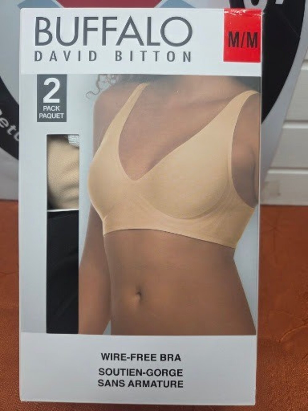 Buffalo David Bitton Women's Seam-Free Wireless Bra 2-Pack Beige & Black M